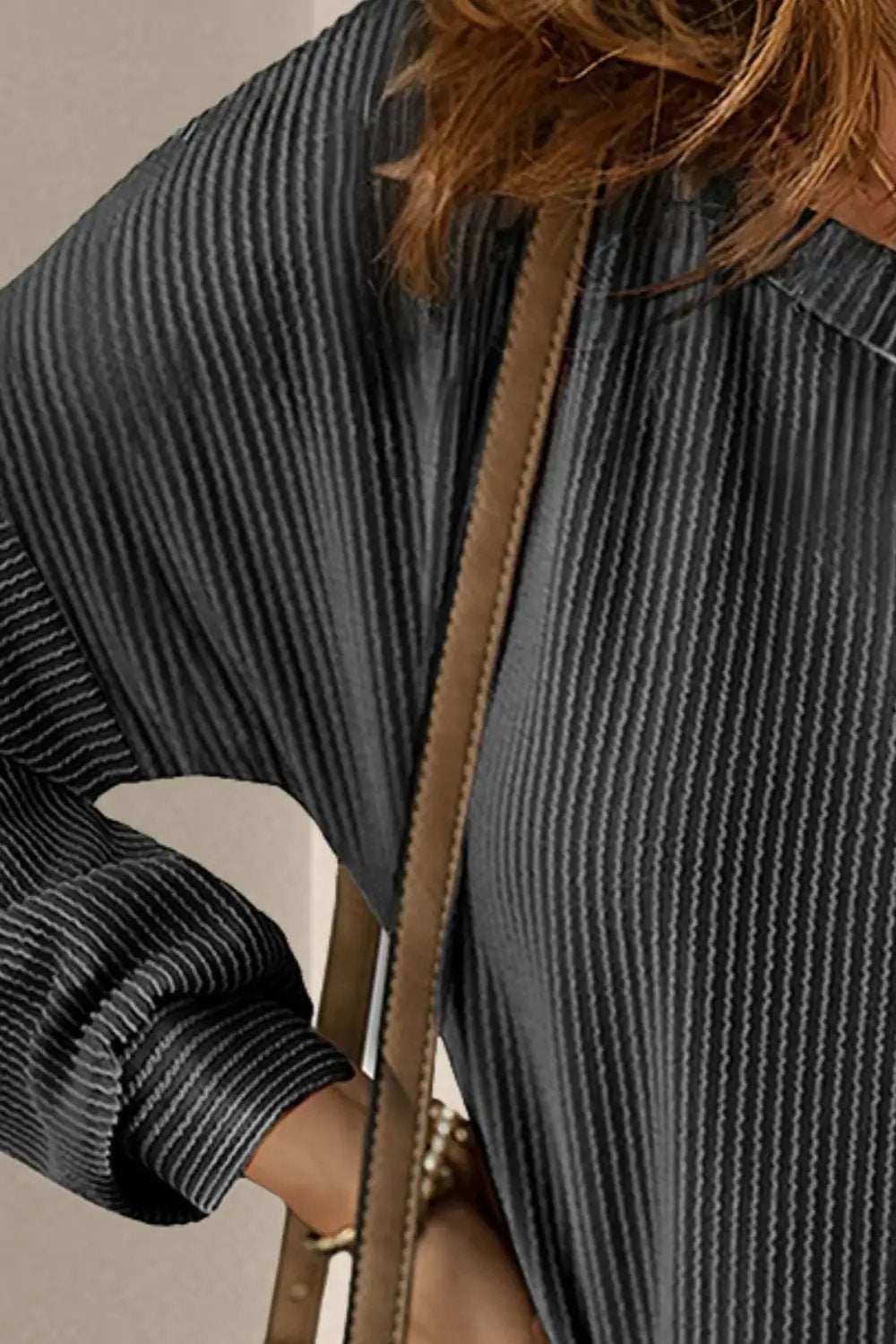 Striped Round Neck Long Sleeve Mini Dress - Trendsi - Flyclothing LLC