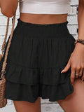 Smocked Layered Shorts - Trendsi