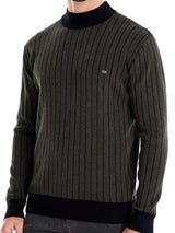 Men's Mock Neck Contrast Striped Sweater - Trendsi - Flyclothing LLC
