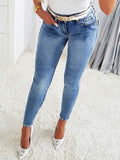 Rhinestone Skinny Jeans with Pockets - Trendsi