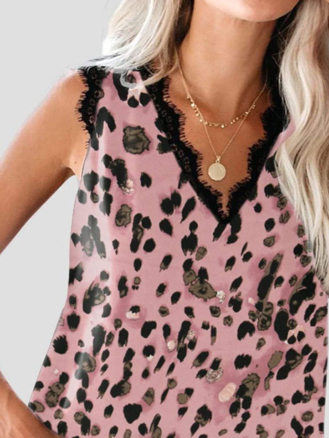 Lace Detail V-Neck Tank - Trendsi - Flyclothing LLC