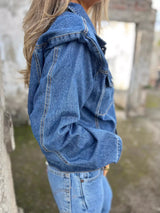 Plus Size Button Up Chest Pockets Denim Jacket - Trendsi - Flyclothing LLC