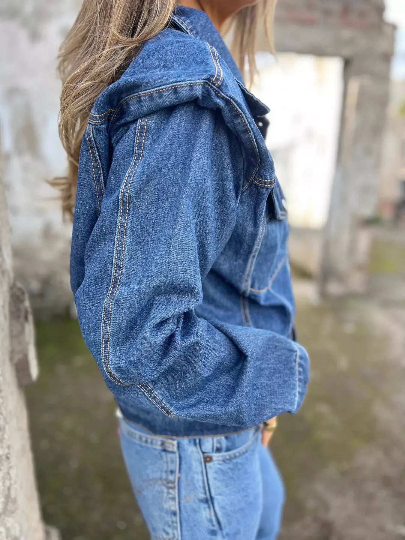 Plus Size Button Up Chest Pockets Denim Jacket - Trendsi - Flyclothing LLC