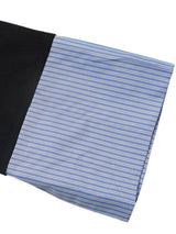 Striped Collar Long Sleeve Fake Two-Piece Blazer - Trendsi - Flyclothing LLC