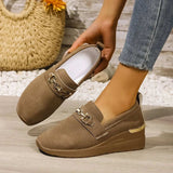Round Toe Wedge Slip-Ons - Trendsi - Flyclothing LLC