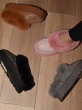 WILD DIVA Embellished Faux Fur Platform Booties - Trendsi