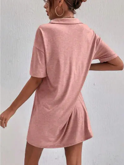 Johnny Collar Short Sleeve Polo Dress - Trendsi - Flyclothing LLC