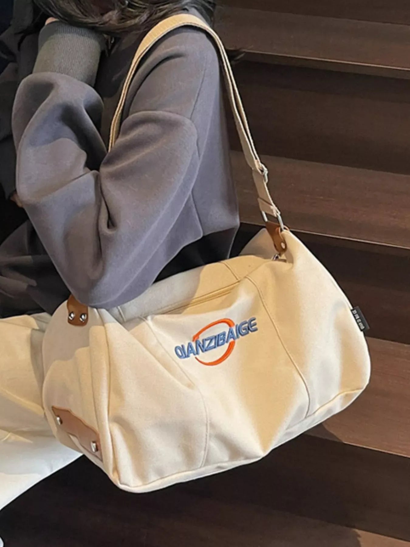 Canvas Duffel Bag with Adjustable Shoulder Strap - Trendsi - Flyclothing LLC