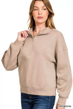 Zenana Fleece High Neck Half Zip Sweatshirt - Trendsi - Flyclothing LLC
