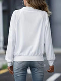 Zip Up Collared Neck Raglan Sleeve Jacket - Trendsi