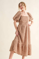 And The Why Full Size Square Neck Puff Sleeve Dress - Trendsi - Flyclothing LLC