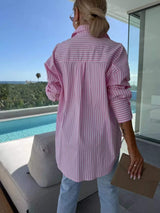 Striped Button Up Long Sleeve Shirt - Trendsi - Flyclothing LLC