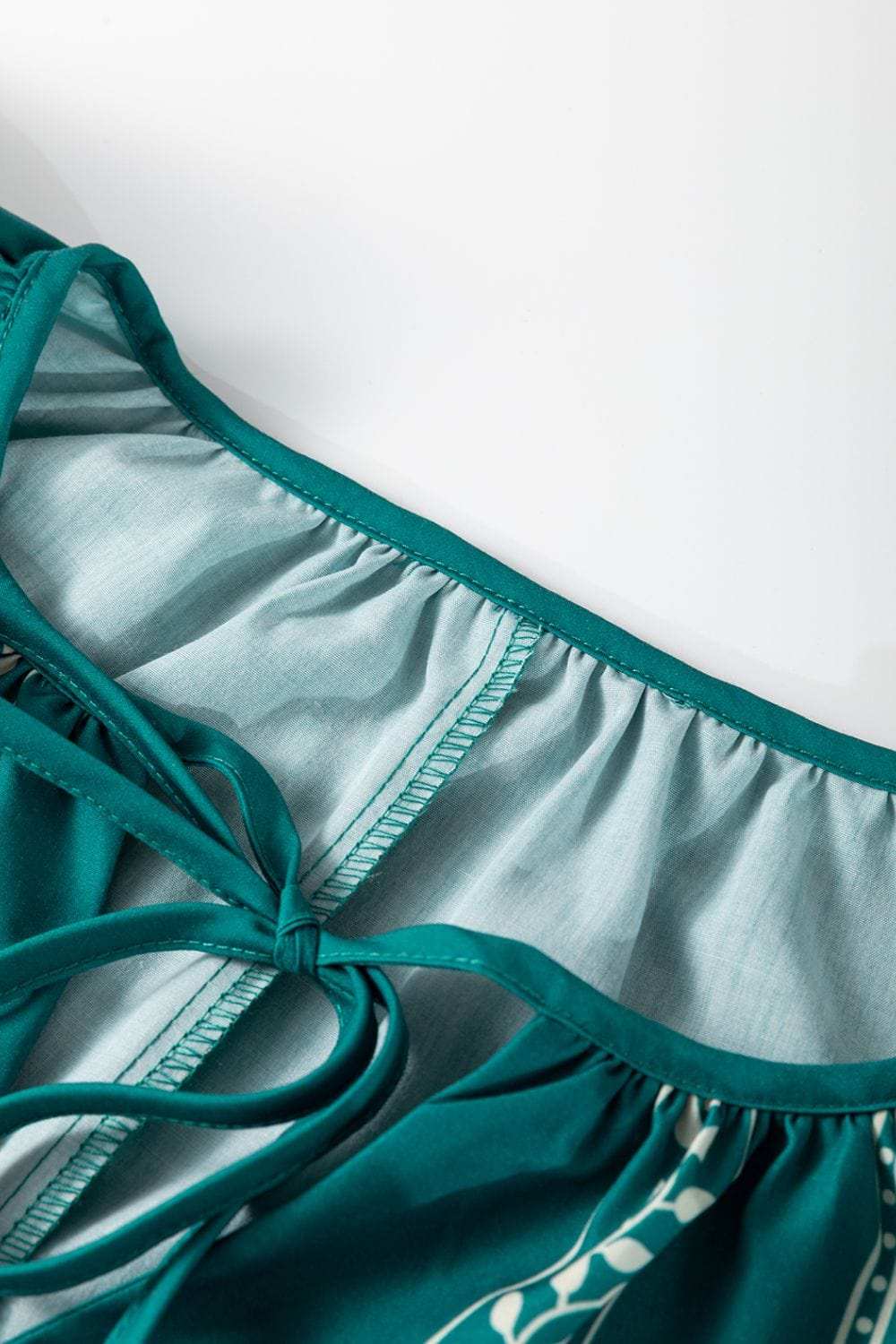 Floral Ruffle Puff Sleeve Tie Neck Mini Dress - Trendsi - Flyclothing LLC