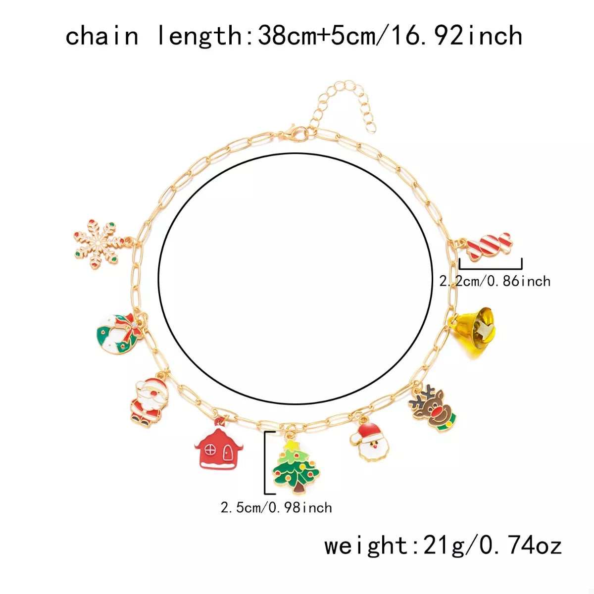 18K Gold-Plated Christmas Charm Necklace - Trendsi - Flyclothing LLC