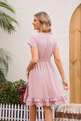 Swiss Dot Cap Sleeve Dress - Trendsi - Flyclothing LLC