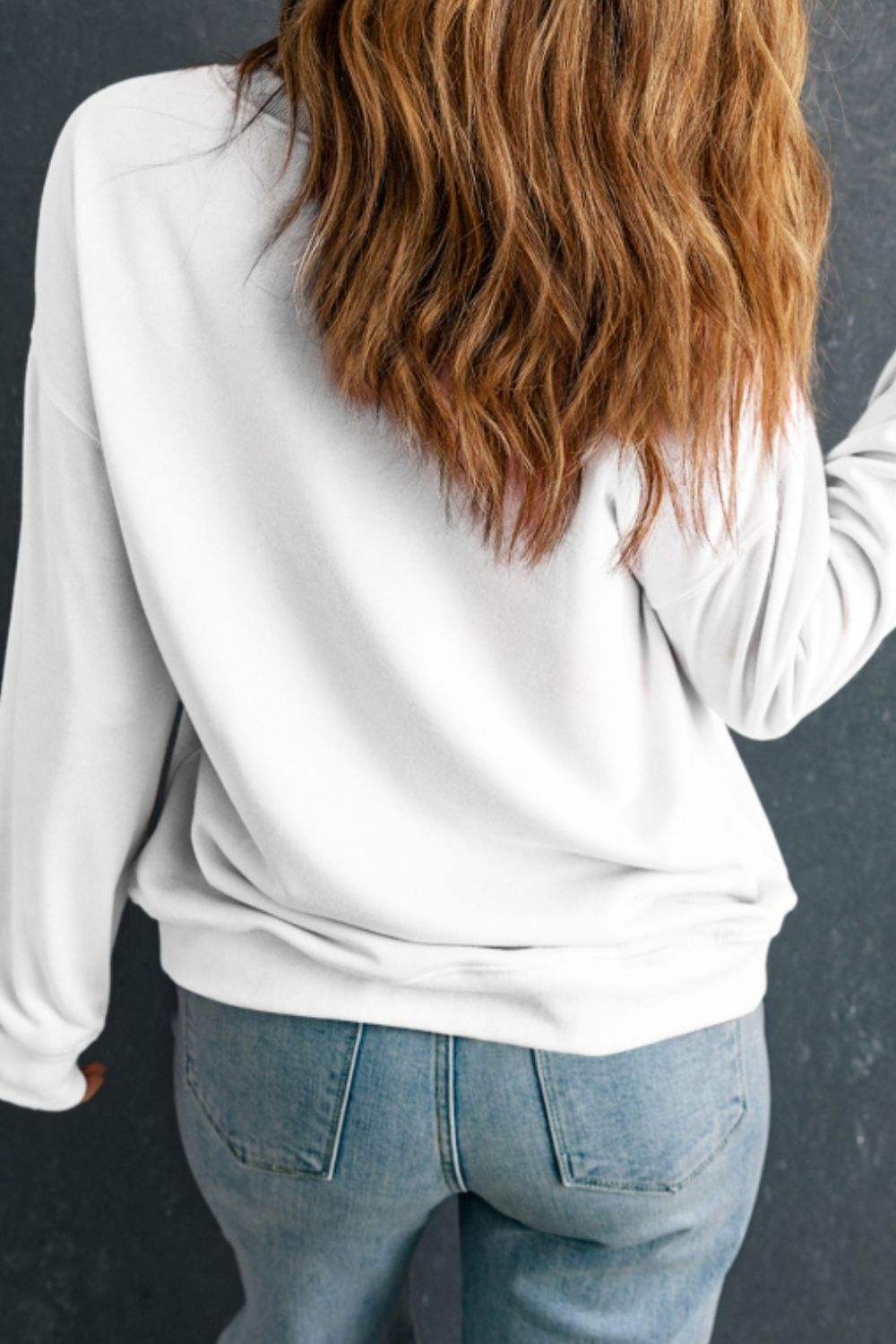 Valentine's Day Heart Round Neck Long Sleeve Sweatshirt - Trendsi - Flyclothing LLC