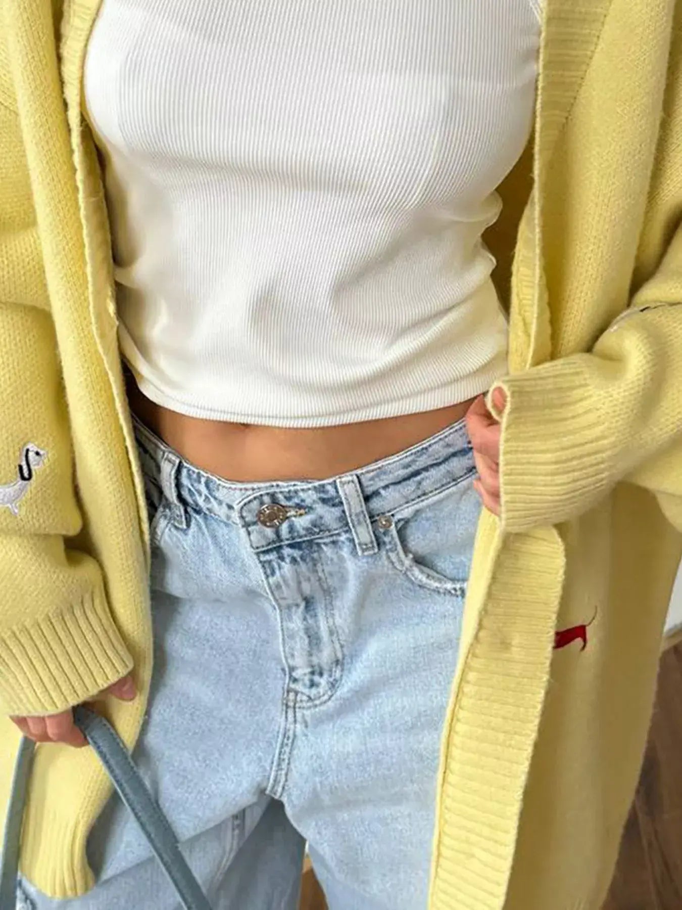 Embroidered Button Up Cardigan - Trendsi - Flyclothing LLC