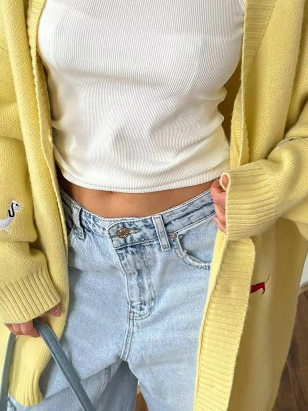 Embroidered Button Up Cardigan - Trendsi - Flyclothing LLC