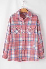 Plaid Button Up Long Sleeve Shacket - Trendsi - Flyclothing LLC