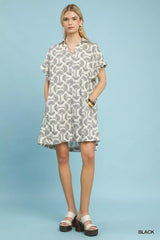 Umgee Printed Button Front Shirt Dress - Trendsi - Flyclothing LLC