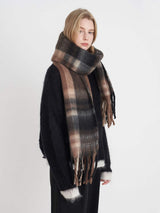 Fringe Plaid Polyester Scarf - Trendsi - Flyclothing LLC