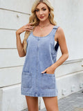 Scoop Neck Wide Strap Denim Dress - Trendsi - Flyclothing LLC