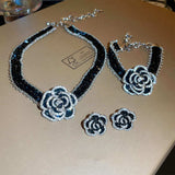 Alloy Crystal Rose Necklace - Trendsi - Flyclothing LLC