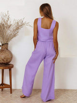 Square Neck Sleeveless Top and Pants Set - Trendsi - Flyclothing LLC
