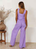 Square Neck Sleeveless Top and Pants Set - Trendsi - Flyclothing LLC