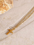 18K Gold-Plated Three-Layered Cross Necklace - Trendsi - Flyclothing LLC