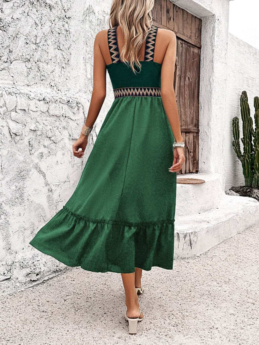 Devine Ruffled Slit Sleeveless Midi Dress - Trendsi - Flyclothing LLC