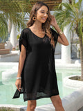 Slit Openwork V-Neck Cover-Up - Trendsi - Flyclothing LLC