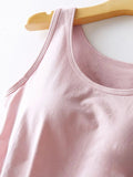 Round Neck Tank with Bra - Trendsi