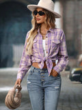 Plaid Button-Down Oversized Shirt - Trendsi - Flyclothing LLC