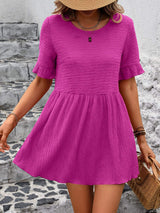 Round Neck Short Sleeve Blouse - Trendsi - Flyclothing LLC
