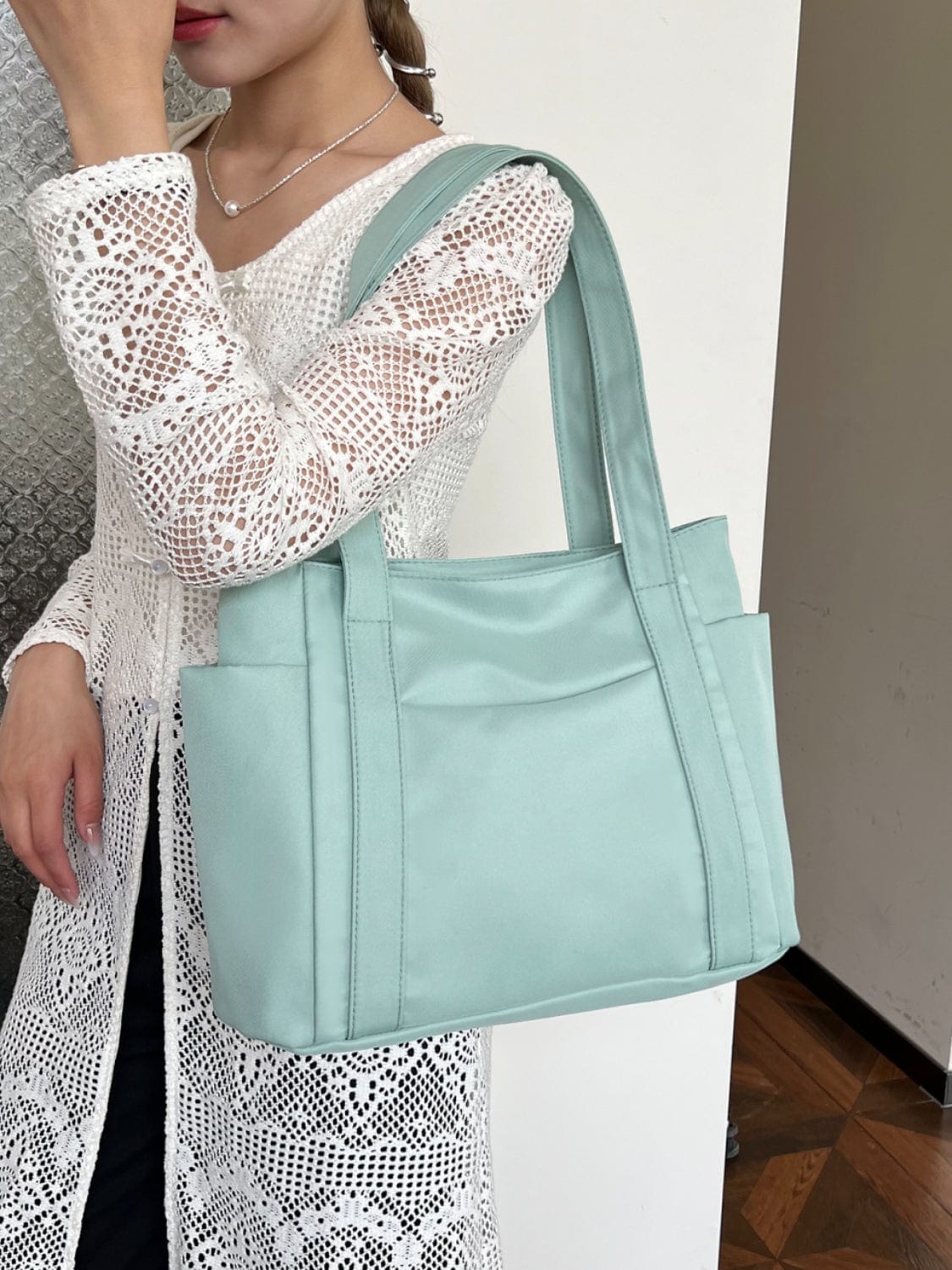 Oxford Cloth Tote Bag with Zipper - Trendsi