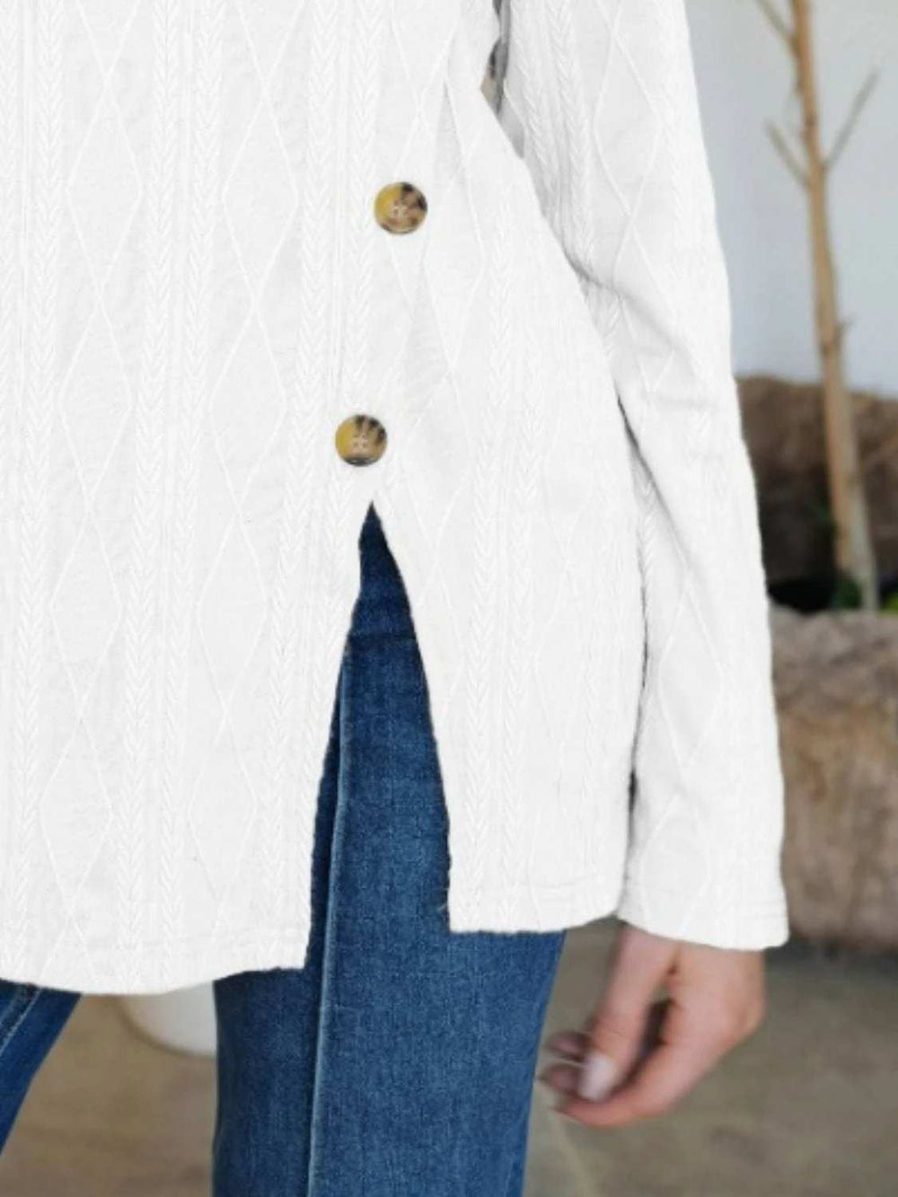 Slit Round Neck Long Sleeve T-Shirt - Trendsi - Flyclothing LLC