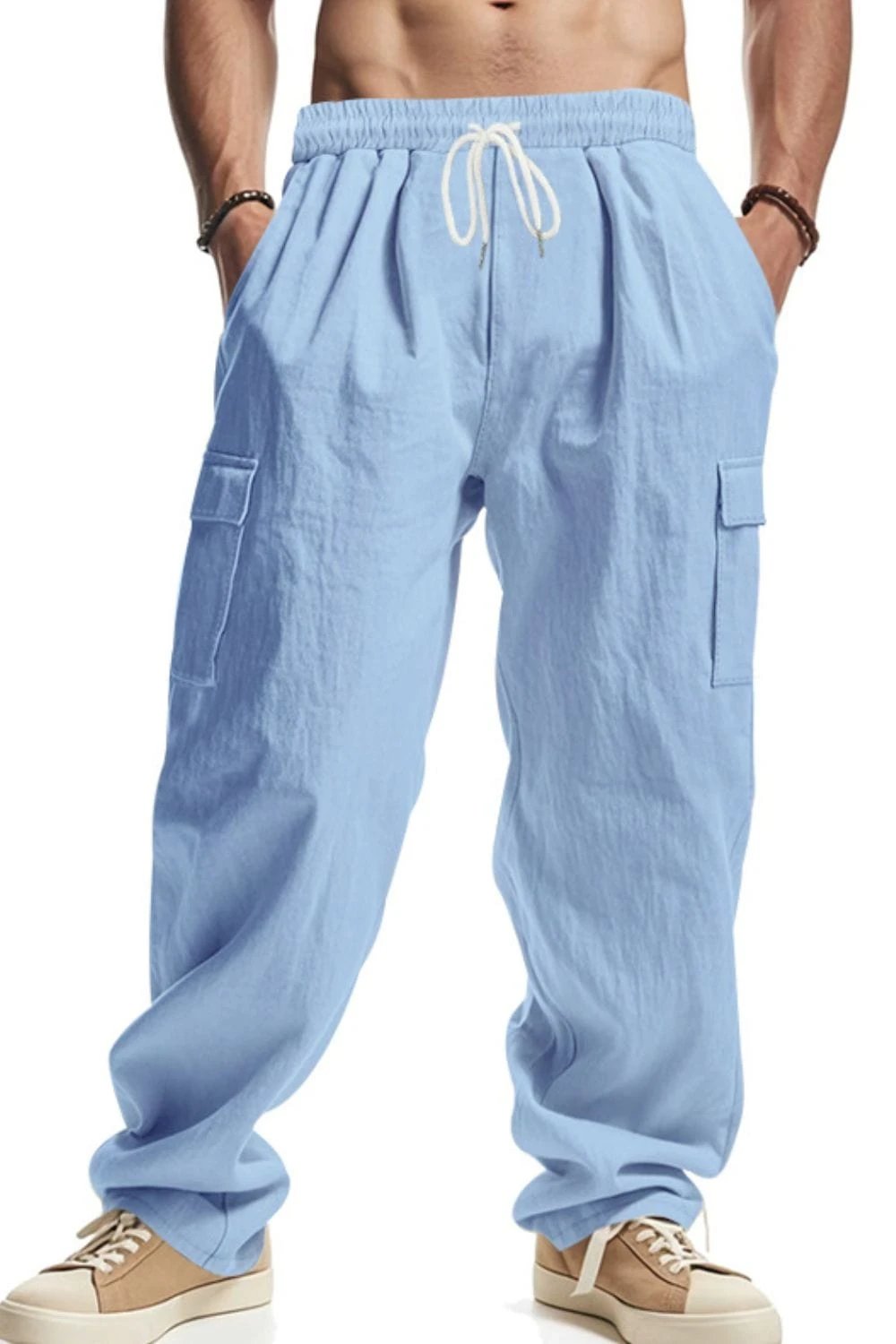 Men's Full Size Drawstring Pants with Pockets Plus Size - Trendsi