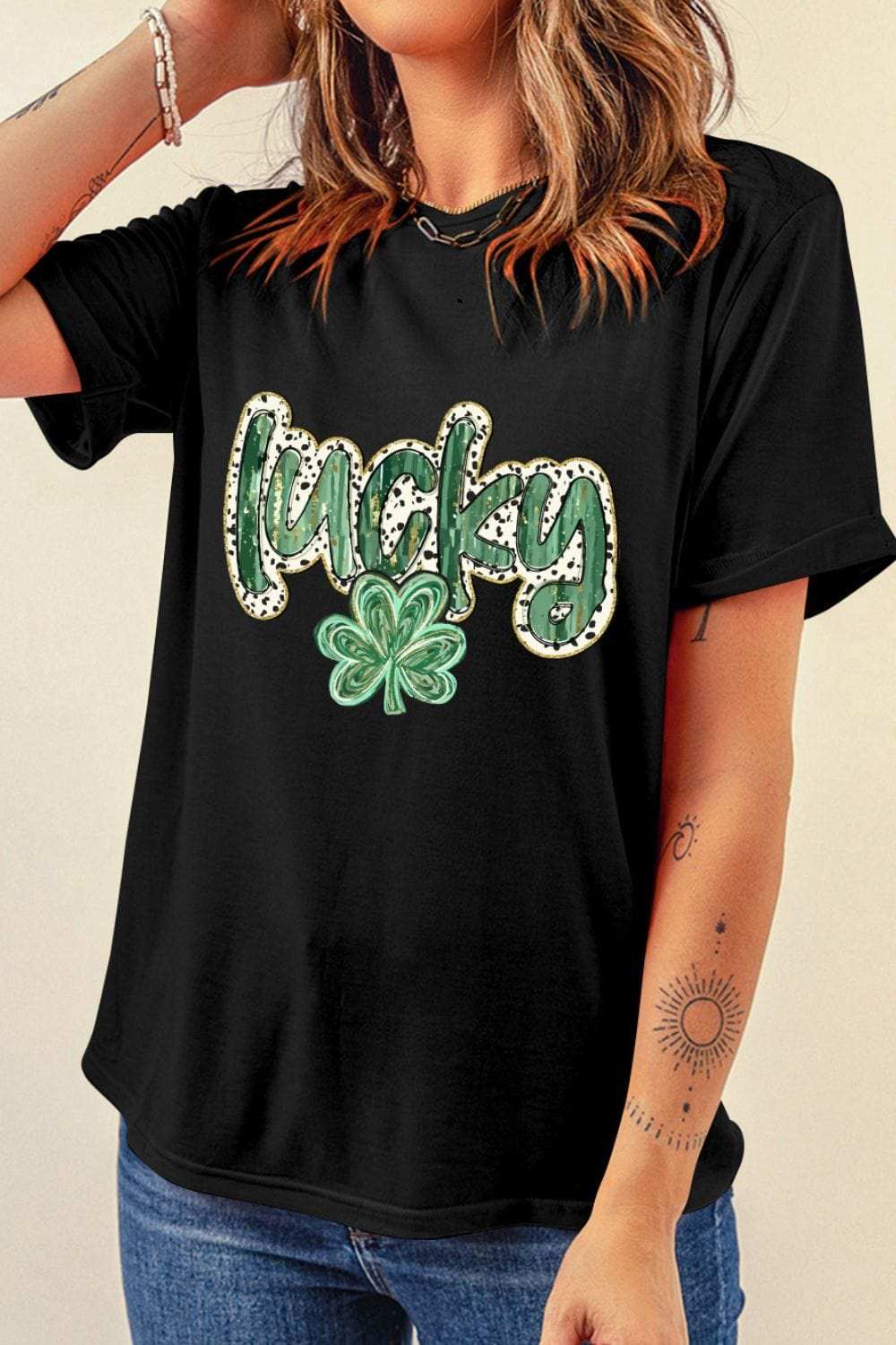 Lucky Clover Graphic T-Shirt - Trendsi - Flyclothing LLC
