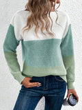 Color Block Boat Neck Sweater - Trendsi - Flyclothing LLC