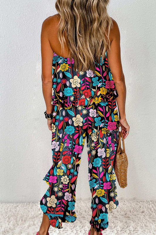 Printed Tube Wide Leg Jumpsuit - Trendsi - Flyclothing LLC