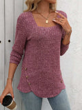 Square Neck Long Sleeve T-Shirt - Trendsi - Flyclothing LLC