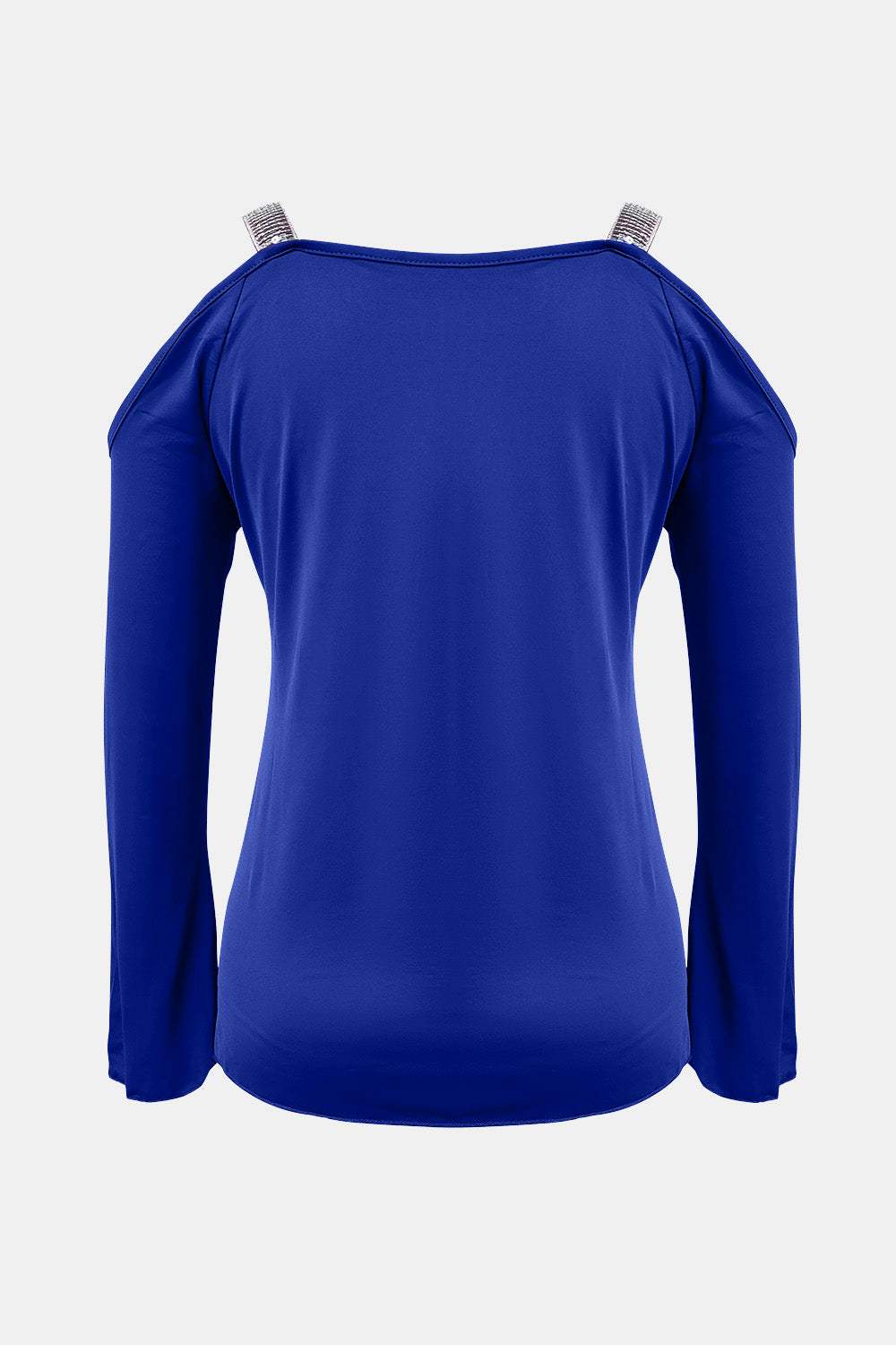 Sequin V-Neck Cold Shoulder Top - Trendsi - Flyclothing LLC