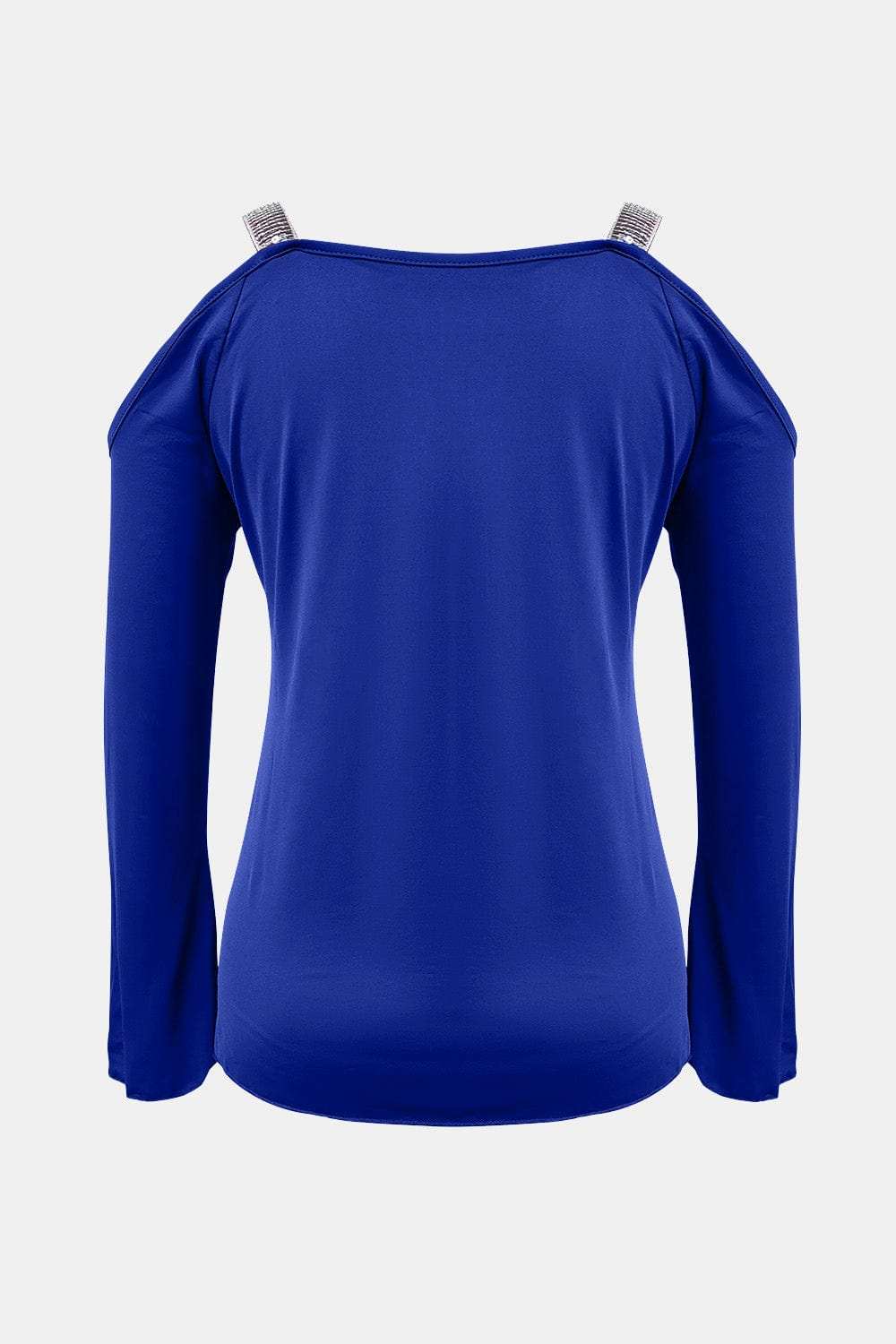 Sequin V-Neck Cold Shoulder Top - Trendsi - Flyclothing LLC