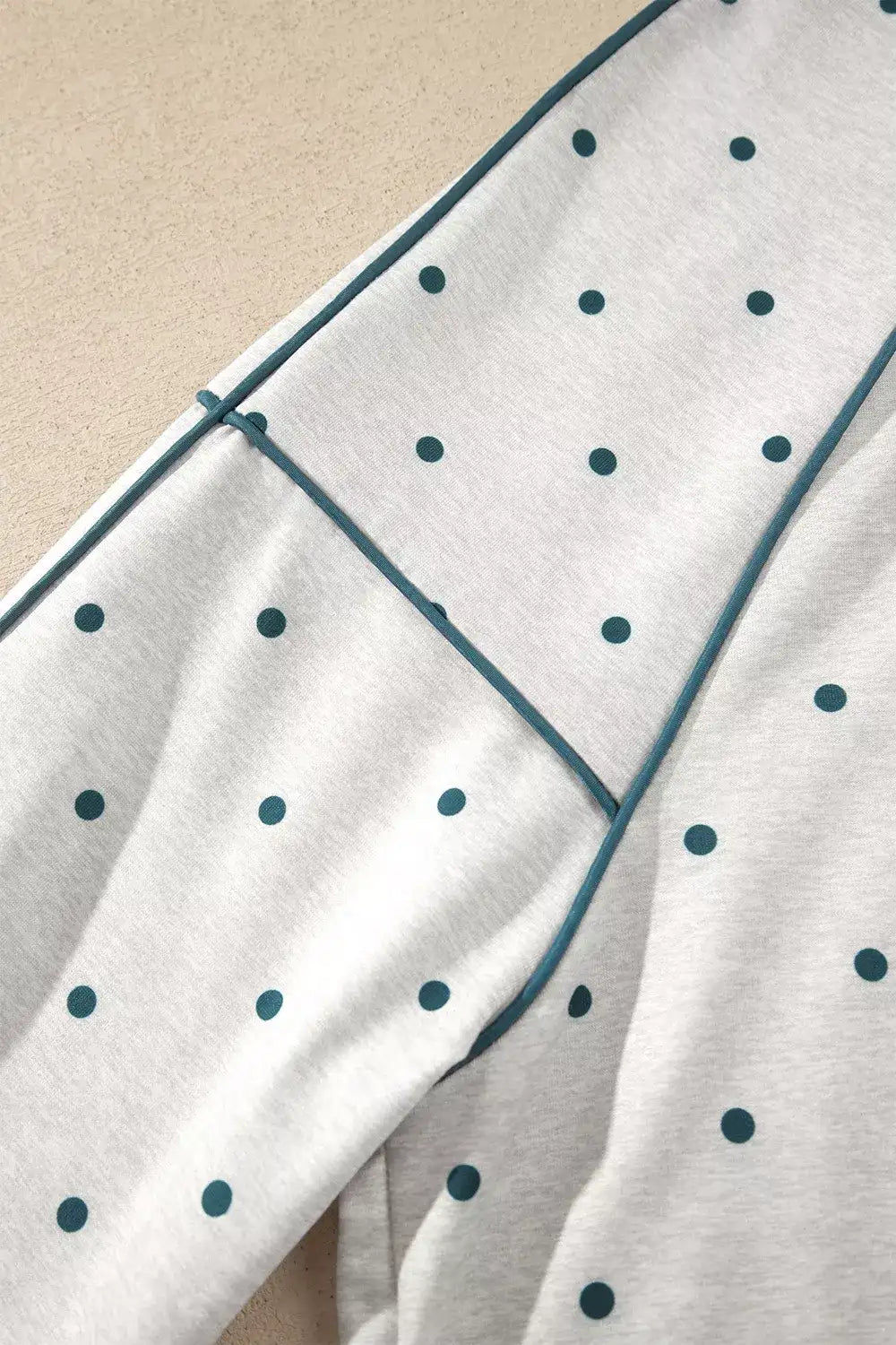 Polka Dot Print Piping Trim 3/4 Sleeve Relaxed Top - Trendsi - Flyclothing LLC