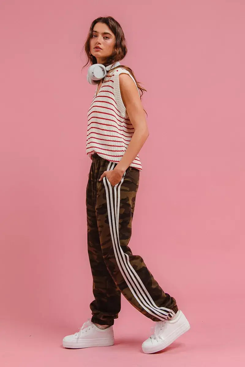 BiBi Side Lines Camouflage Track Pants - Trendsi - Flyclothing LLC