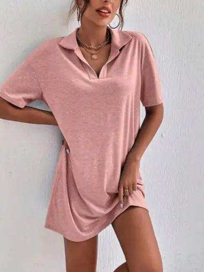 Johnny Collar Short Sleeve Polo Dress - Trendsi - Flyclothing LLC