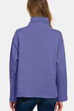 Zenana Turtleneck Half Snap Fleece Sweatshirt - Trendsi