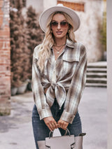 Plaid Button-Down Long Sleeve Shirt - Trendsi - Flyclothing LLC