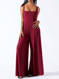 Square Neck Wide Strap Jumpsuit - Trendsi - Flyclothing LLC